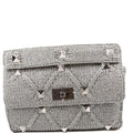 Roman Stud Knitted Large Shoulder Bag Silver