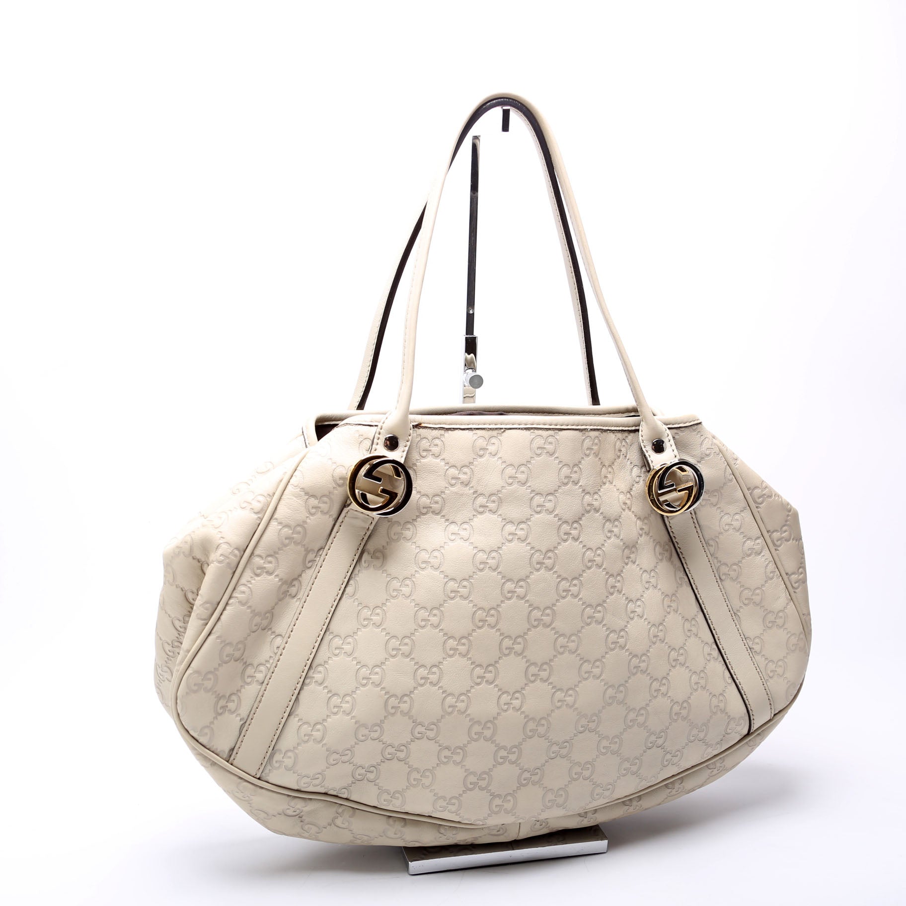 232963 Guccissima GG Twins Medium Tote White