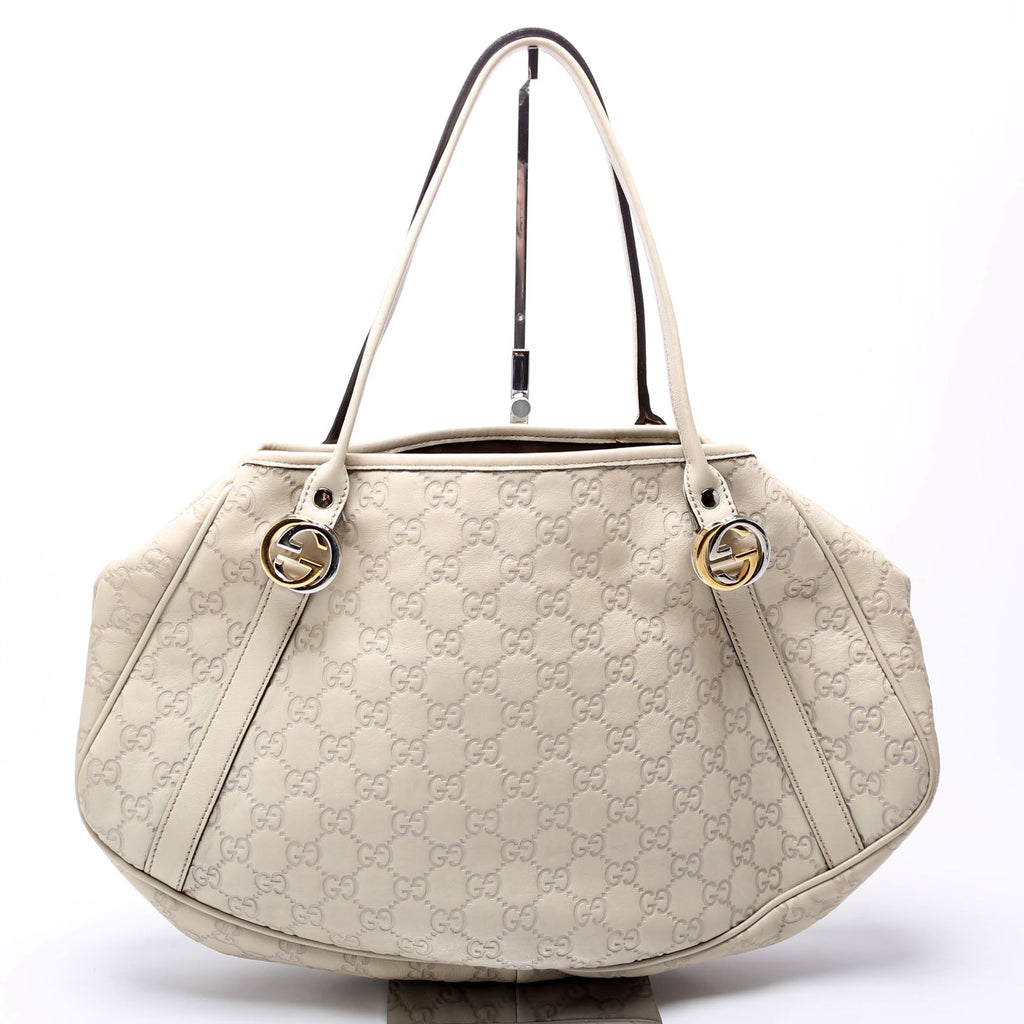 232963 Guccissima GG Twins Medium Tote White
