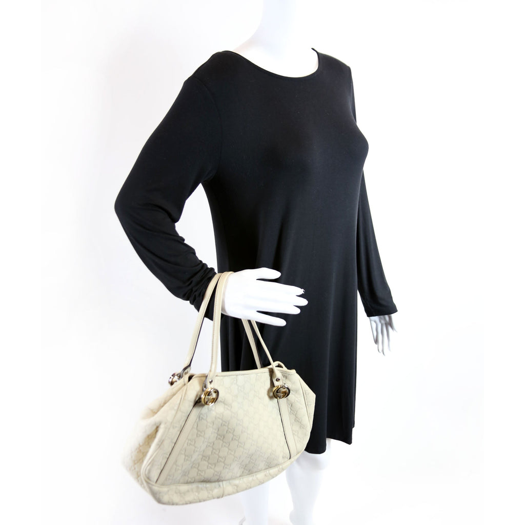 232963 Guccissima GG Twins Medium Tote White