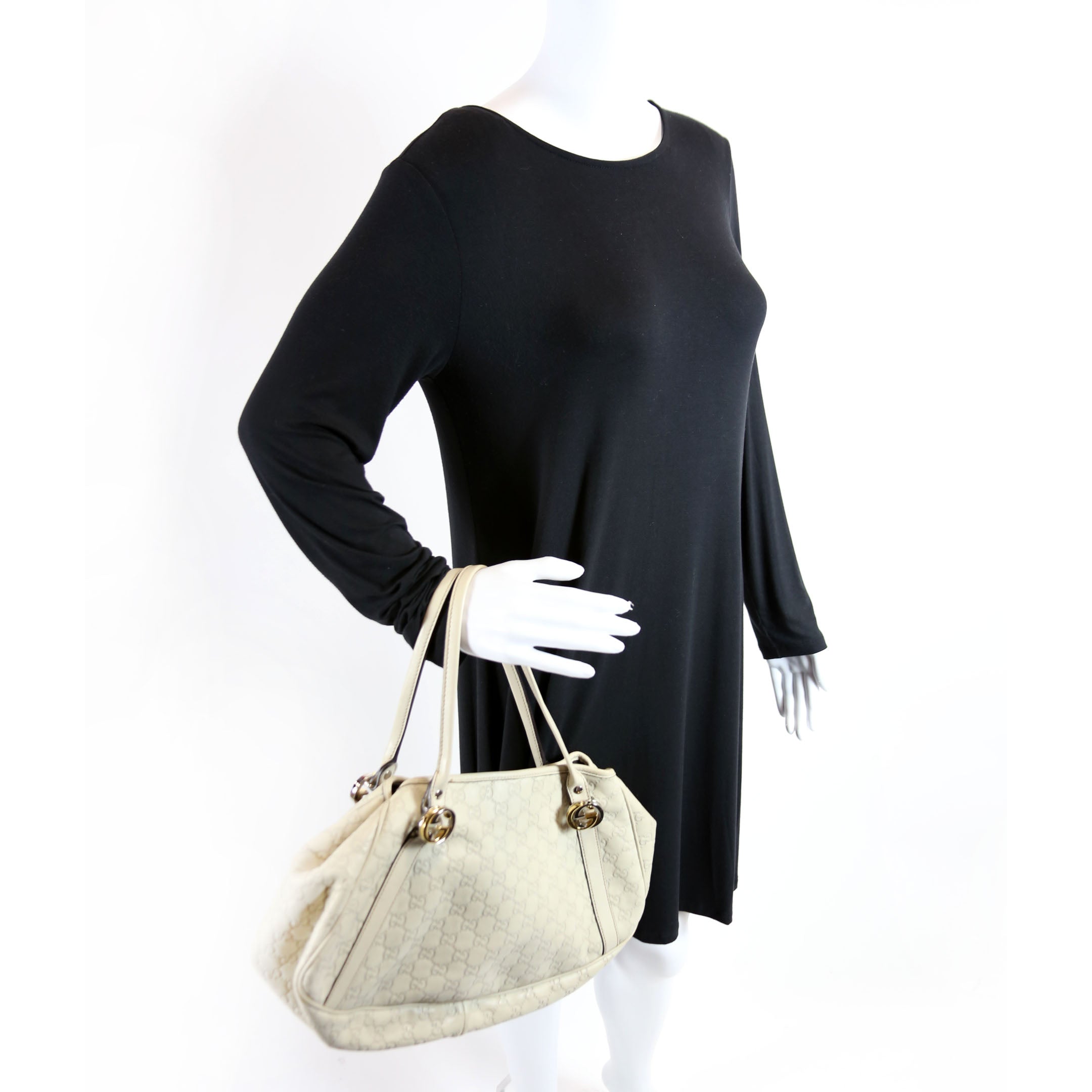 232963 Guccissima GG Twins Medium Tote White