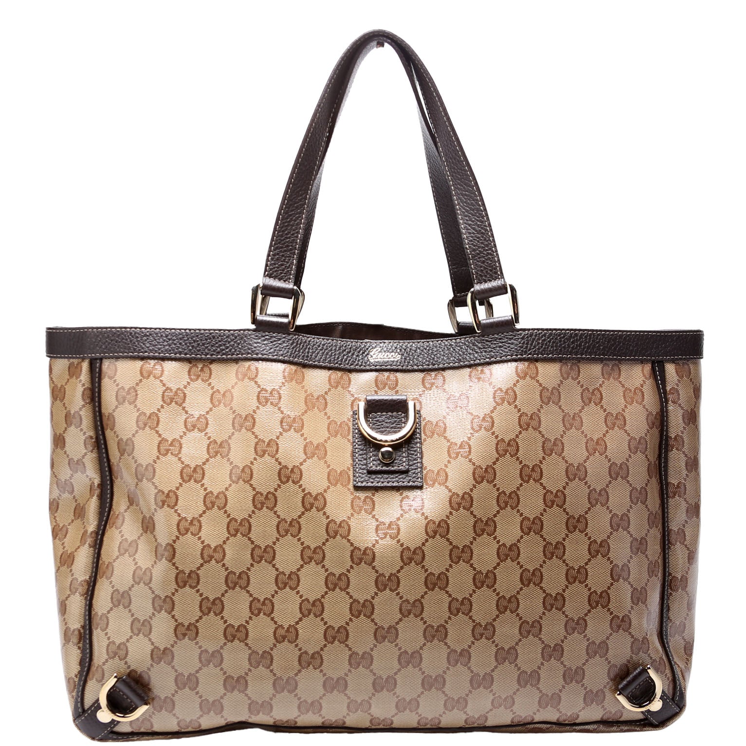 293580 GG Crystal Abbey D Ring Large Tote Brown