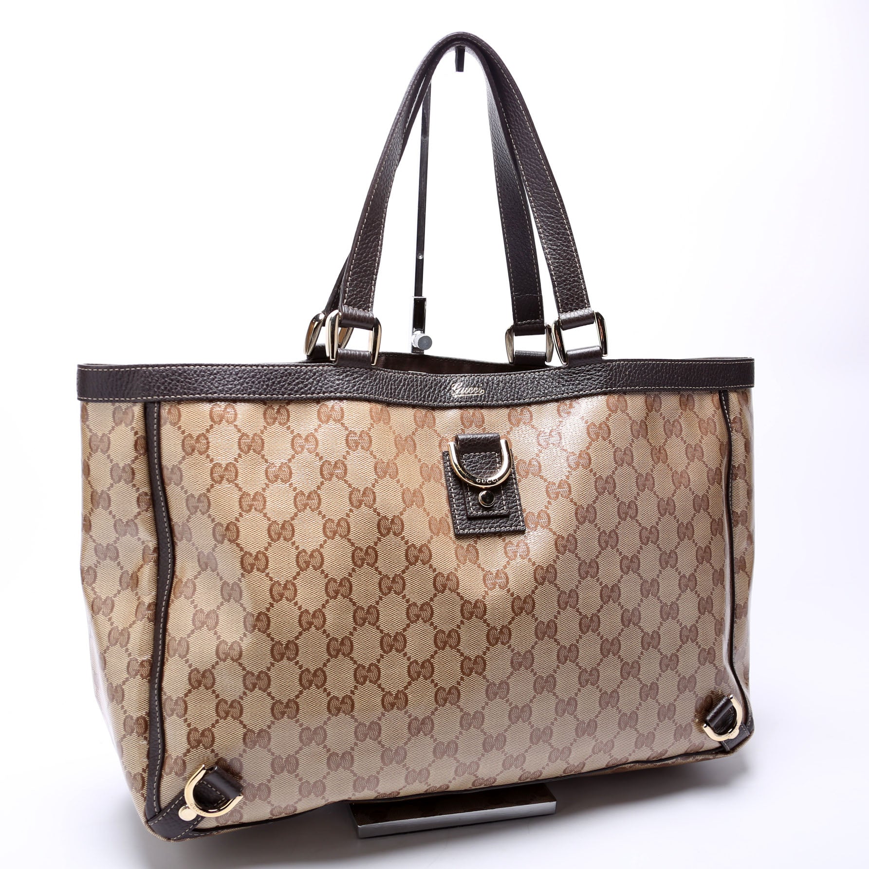 293580 GG Crystal Abbey D Ring Large Tote Brown