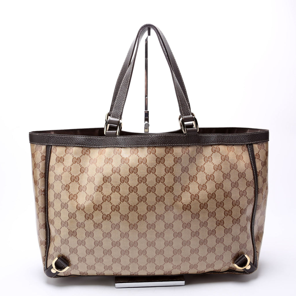 293580 GG Crystal Abbey D Ring Large Tote Brown