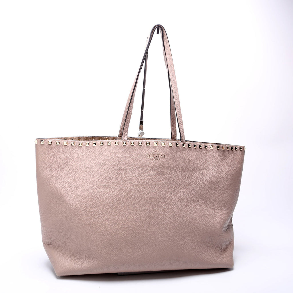 Rockstud Large Shopping Tote Beige