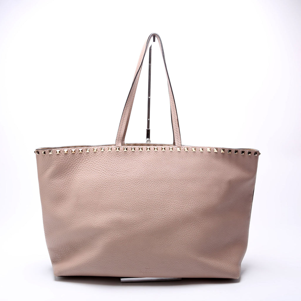 Rockstud Large Shopping Tote Beige