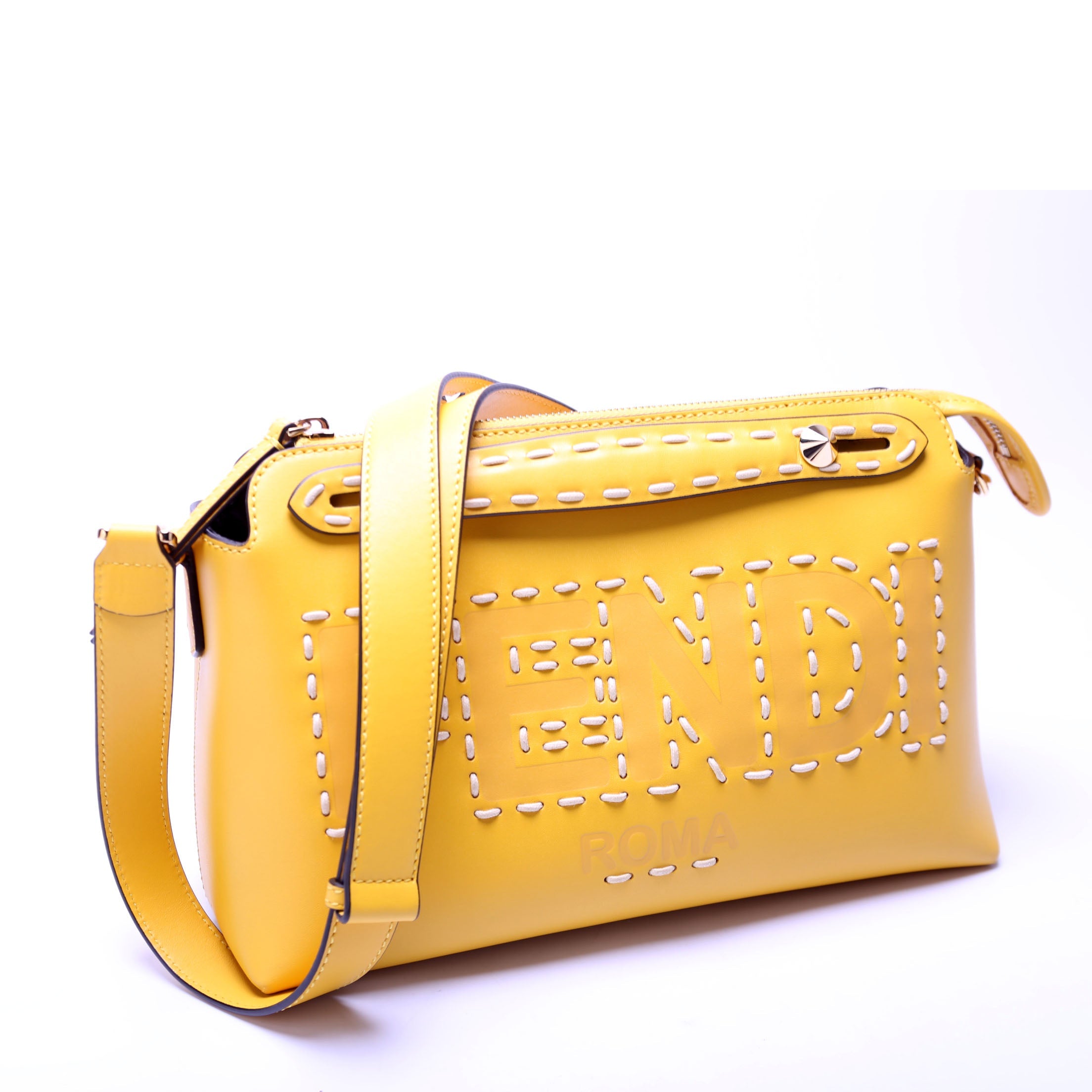8BL146 By the Way Medium Boston Calfskin Whipstitch Yellow