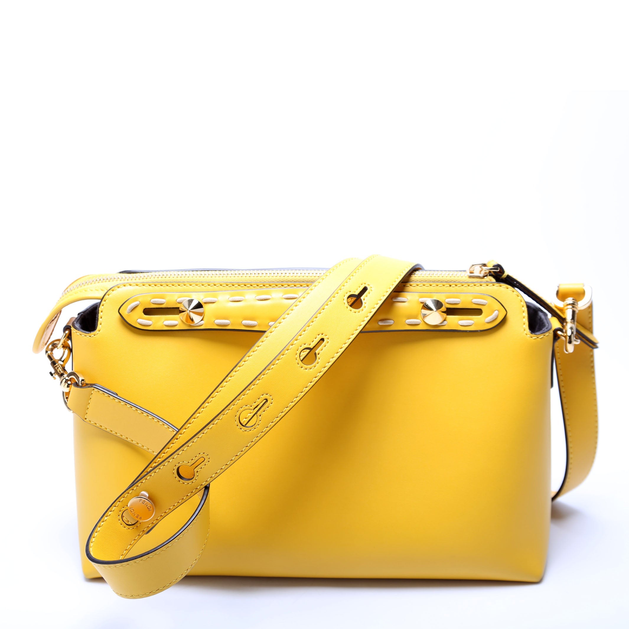 8BL146 By the Way Medium Boston Calfskin Whipstitch Yellow