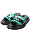 Satin Pool Pillow Comfort Mules Size 39 Green/Black