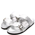 Bom Dia Metallic Leather Sandals Size 39 Silver