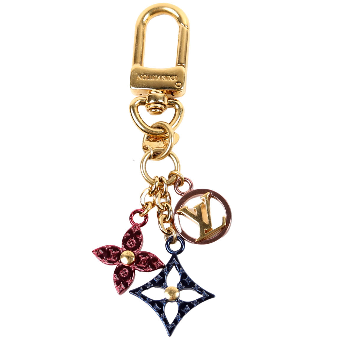 Monogram Flowers Bag Charm Gold/Multicolor