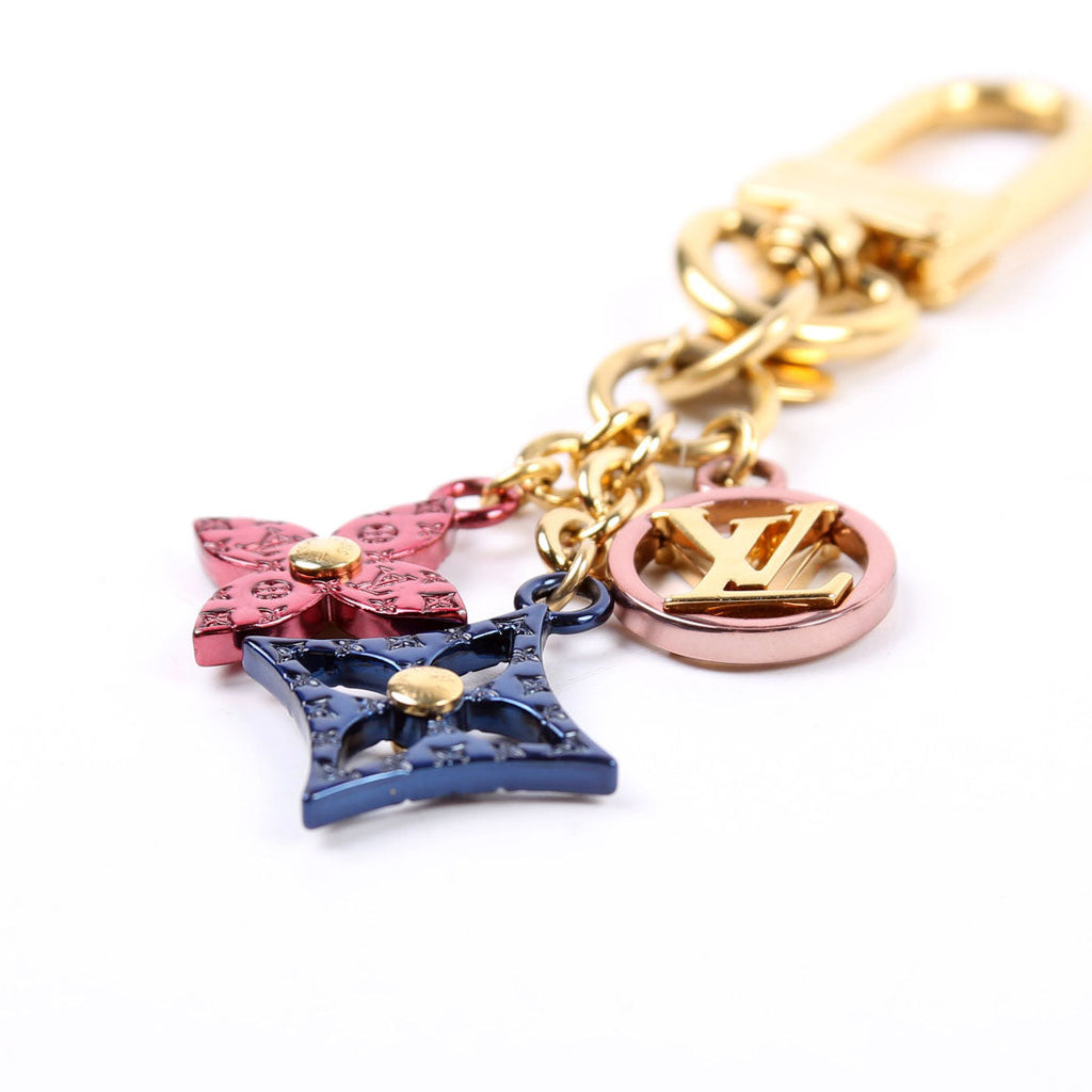 Monogram Flowers Bag Charm Gold/Multicolor