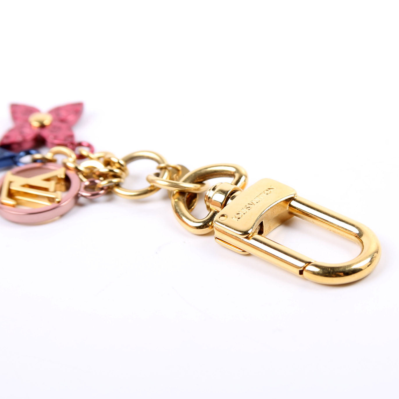 Monogram Flowers Bag Charm Gold/Multicolor