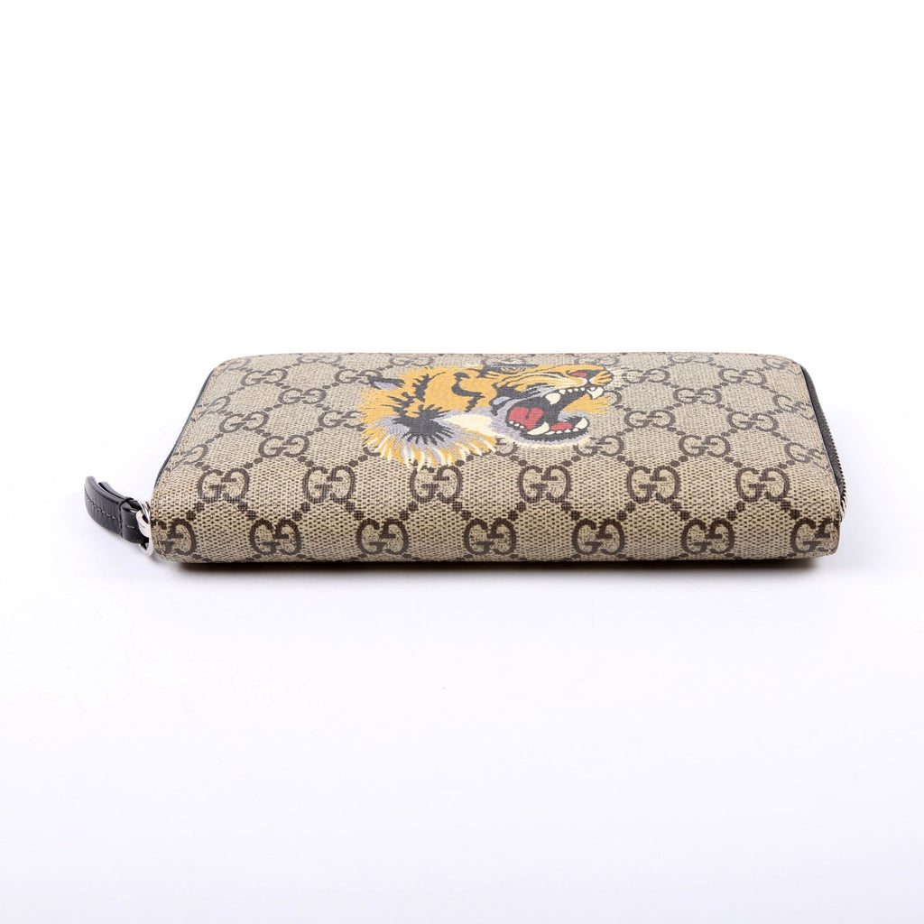 451273 GG Supreme Tiger Zip Around Wallet Beige/Multicolor