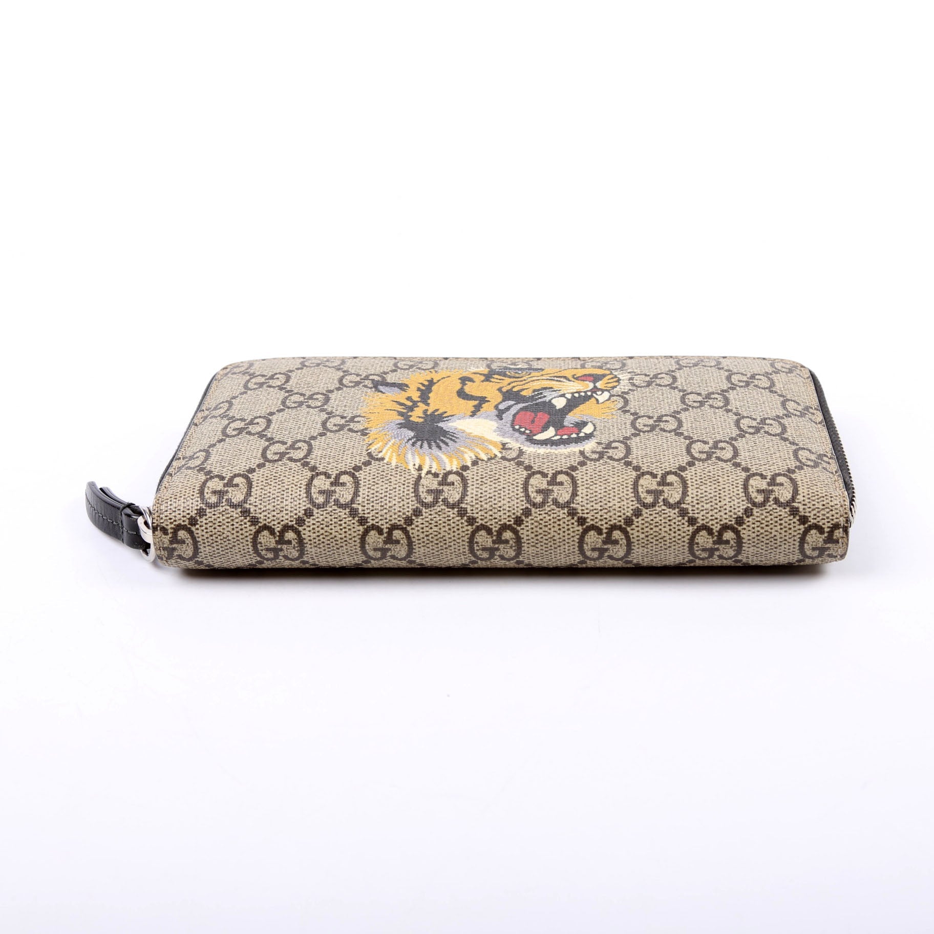 451273 GG Supreme Tiger Zip Around Wallet Beige/Multicolor