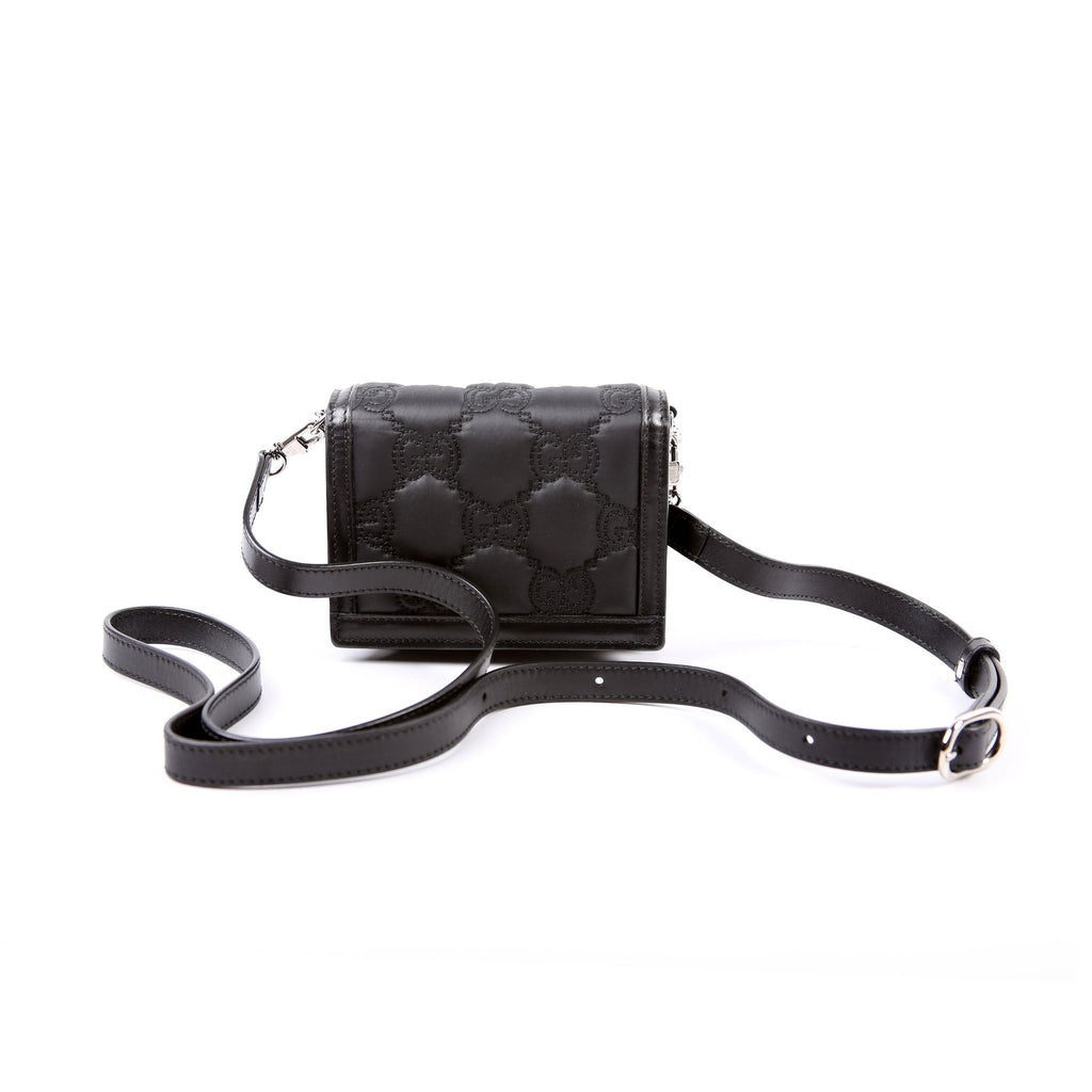 723777 GG Nylon Enamel Mini Chain Bag Black