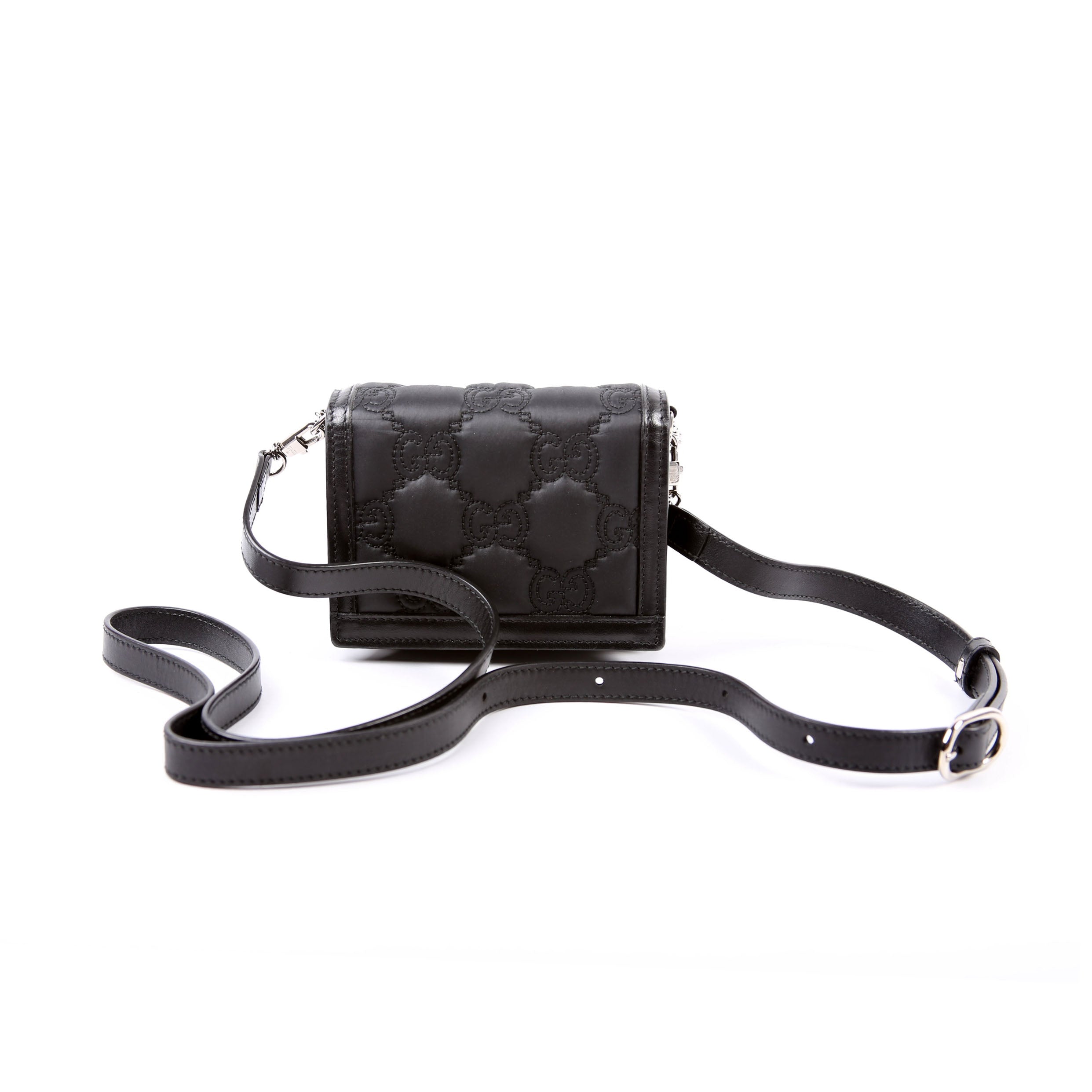 723777 GG Nylon Enamel Mini Chain Bag Black