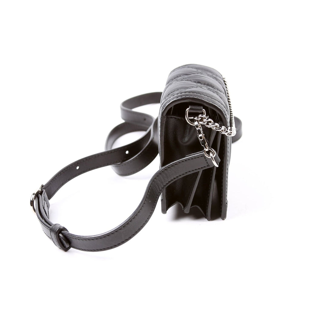 723777 GG Nylon Enamel Mini Chain Bag Black