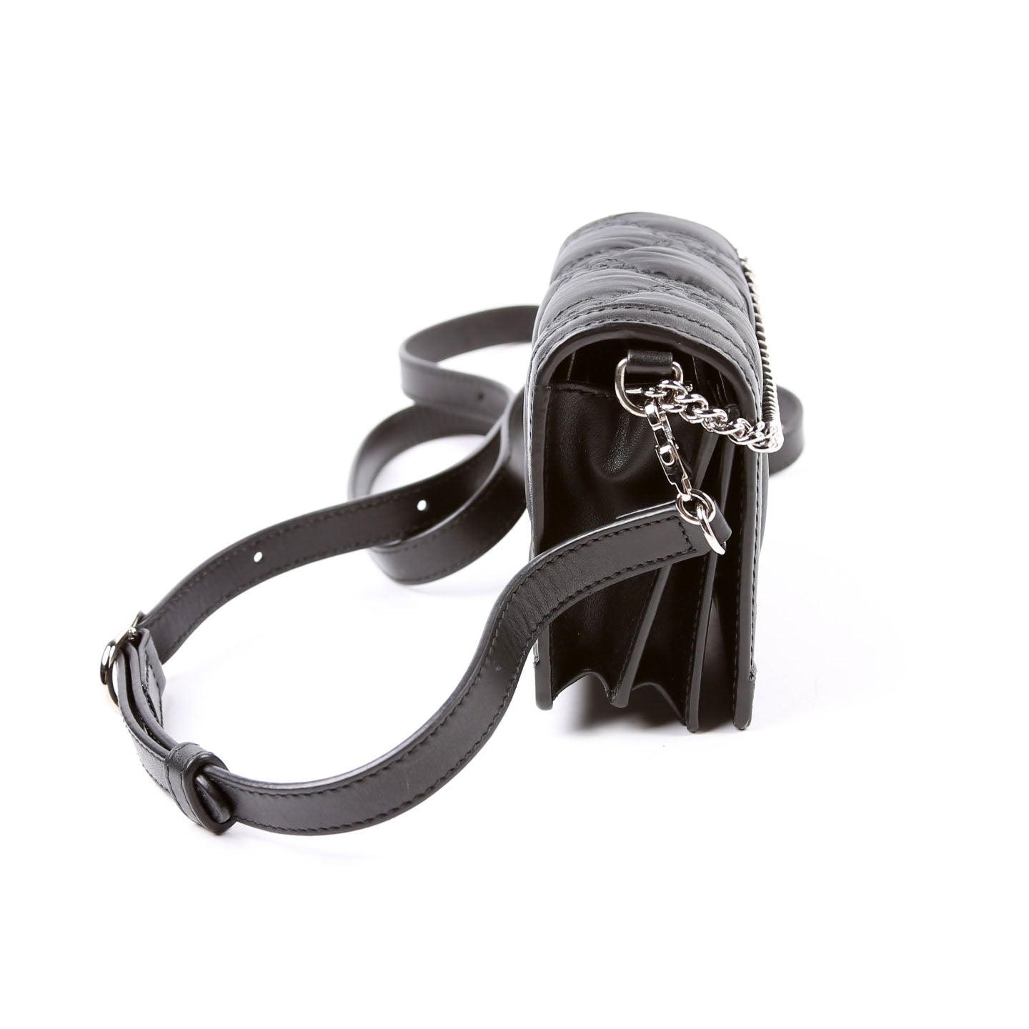 723777 GG Nylon Enamel Mini Chain Bag Black