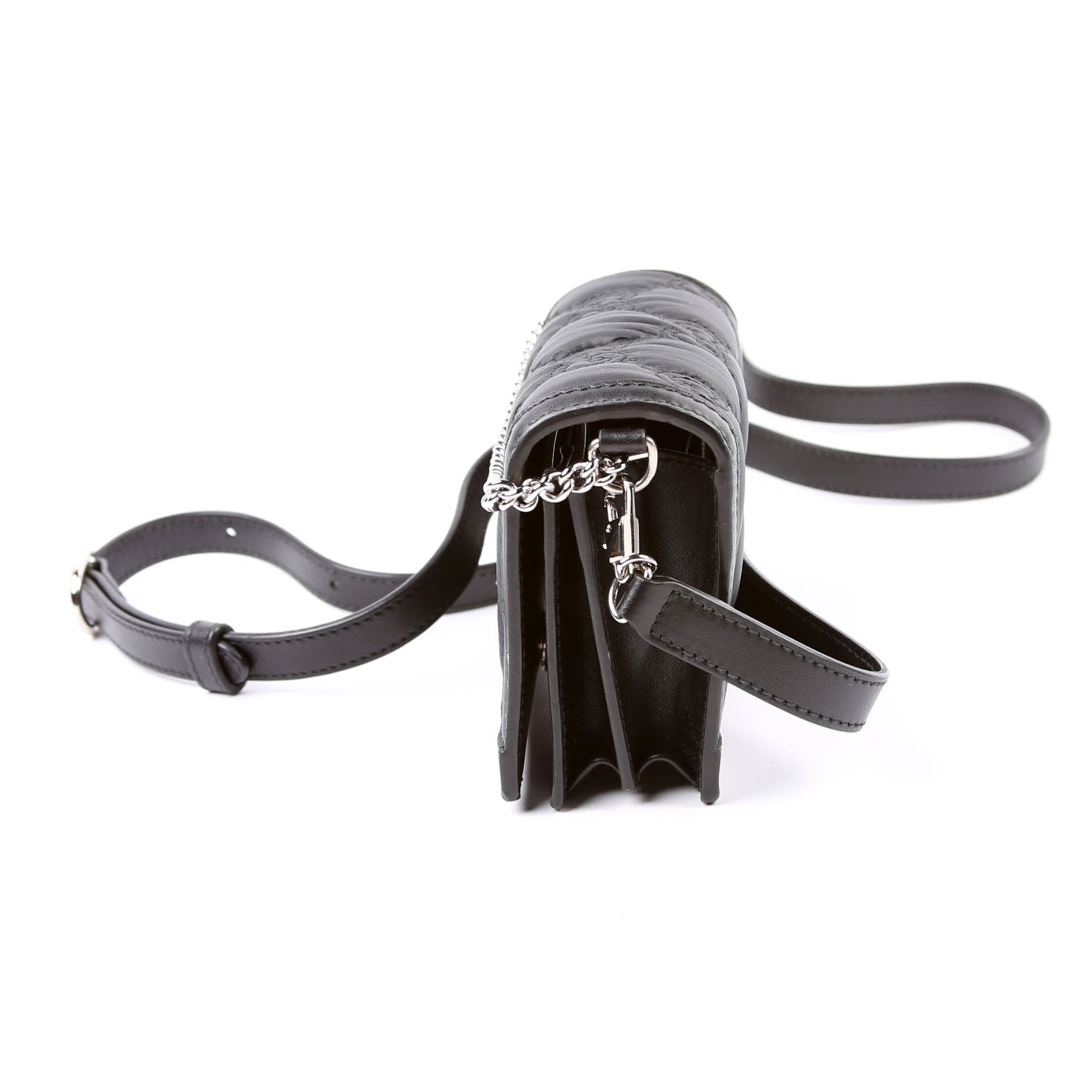 723777 GG Nylon Enamel Mini Chain Bag Black