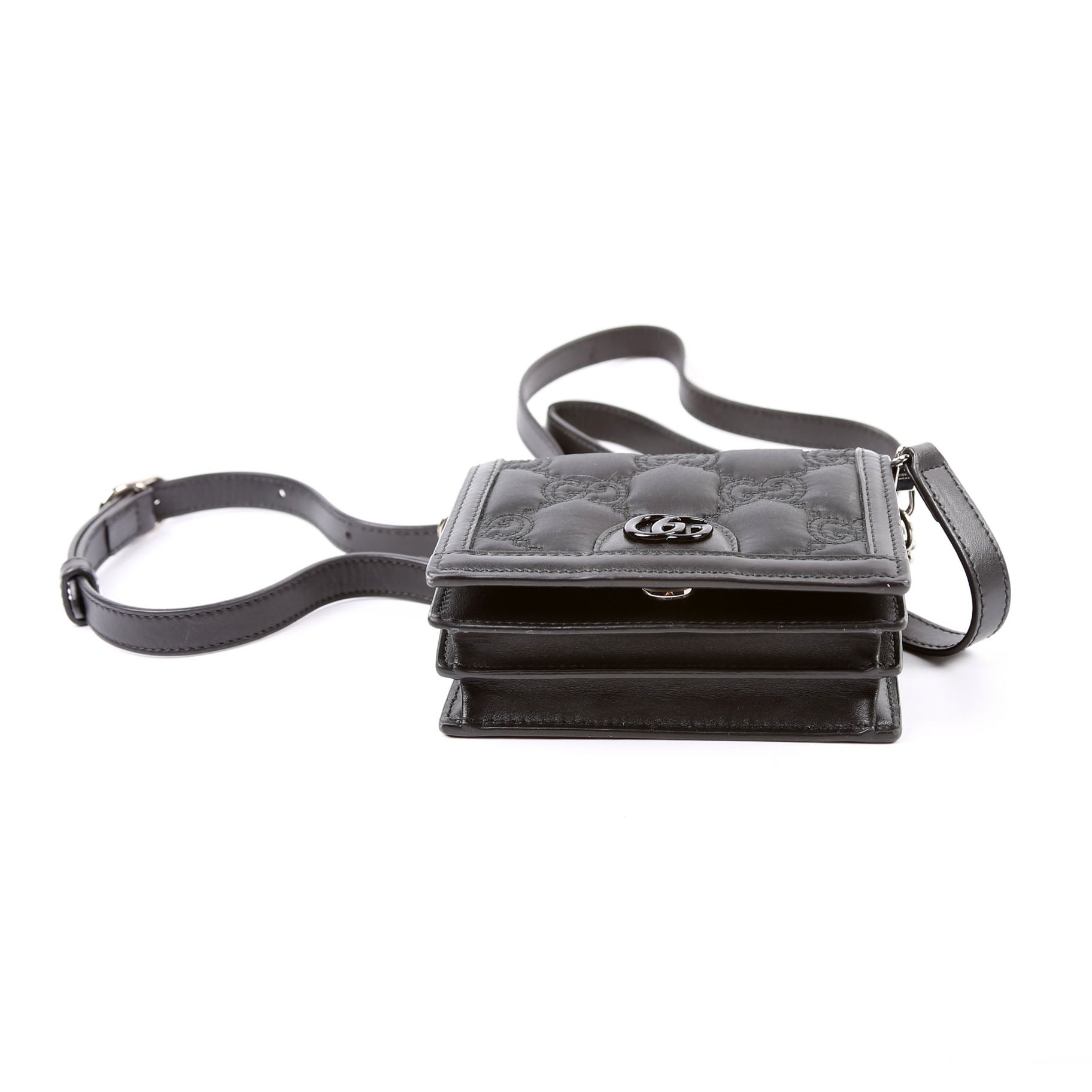 723777 GG Nylon Enamel Mini Chain Bag Black