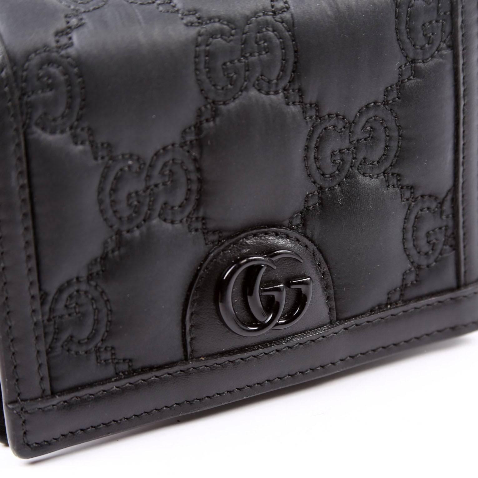 723777 GG Nylon Enamel Mini Chain Bag Black