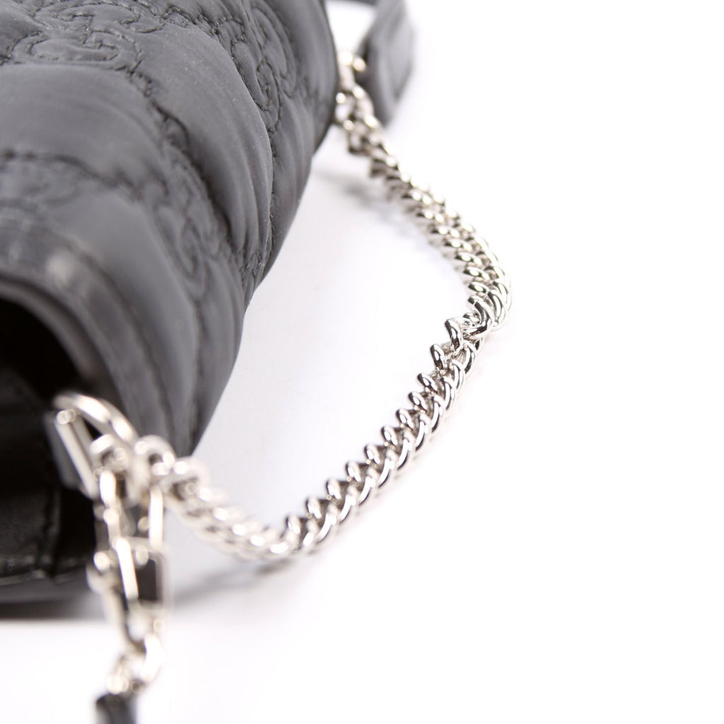 723777 GG Nylon Enamel Mini Chain Bag Black