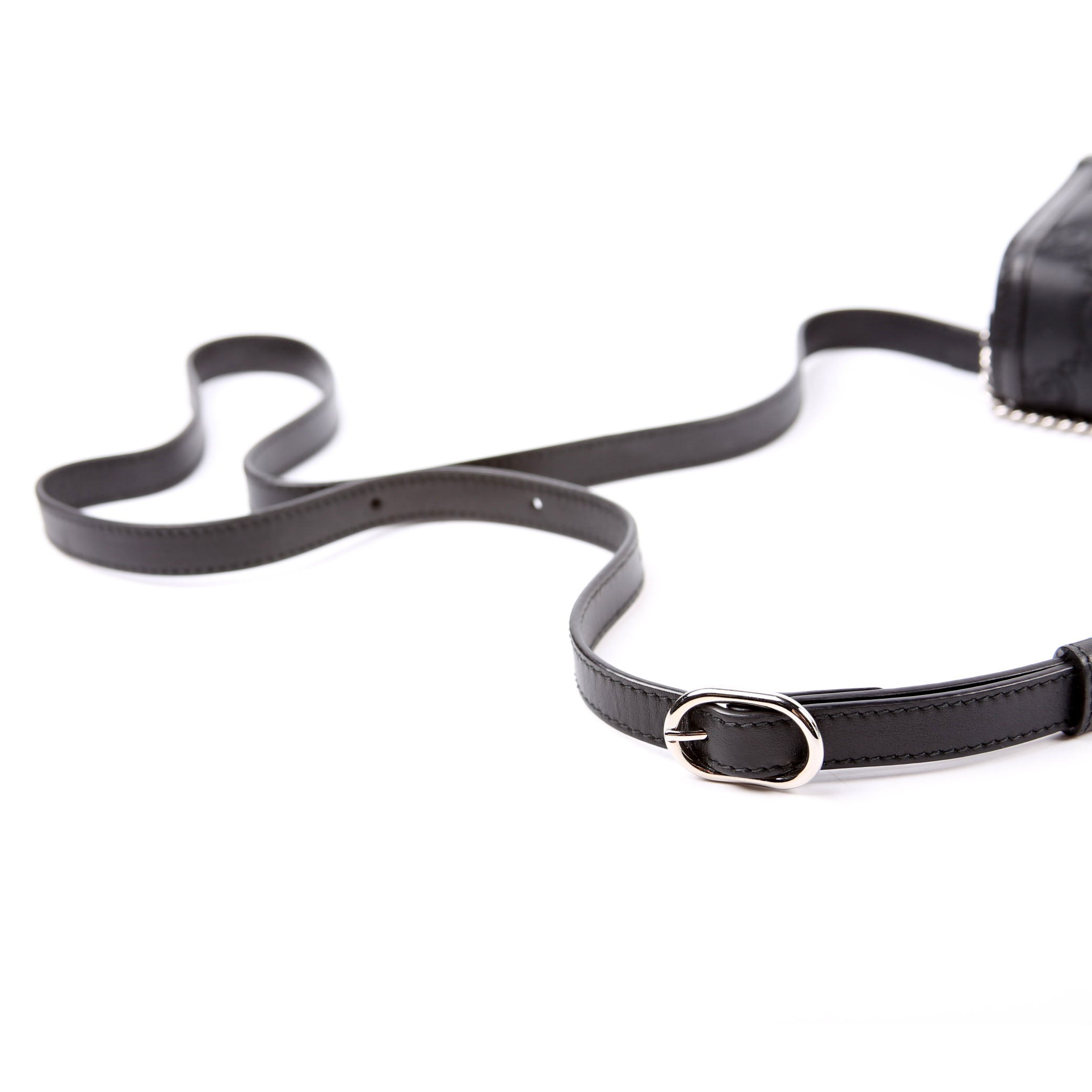 723777 GG Nylon Enamel Mini Chain Bag Black