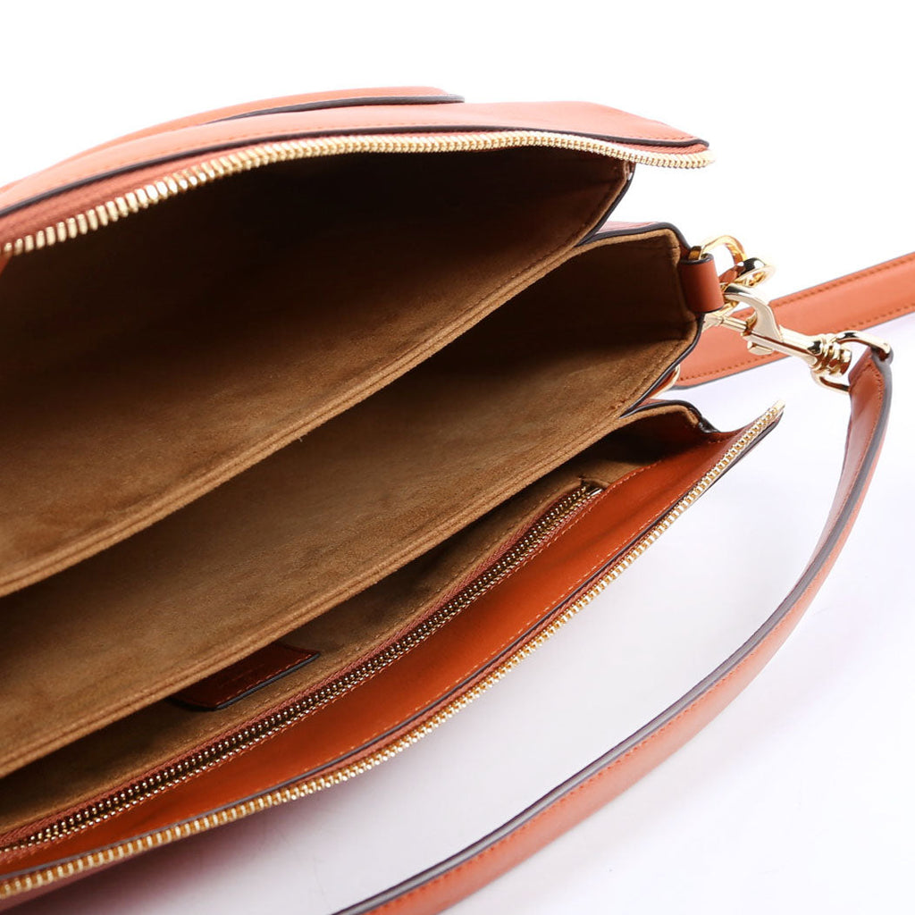 Mode Travia Small Spanish Leather Shoulder Bag Orange