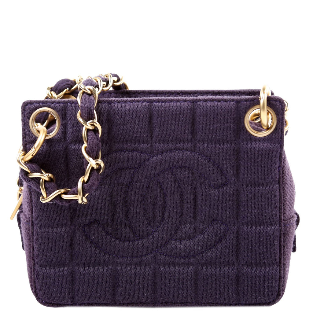 Chocolate Bar Chain Shoulder Quilted Jersey 7M Purple