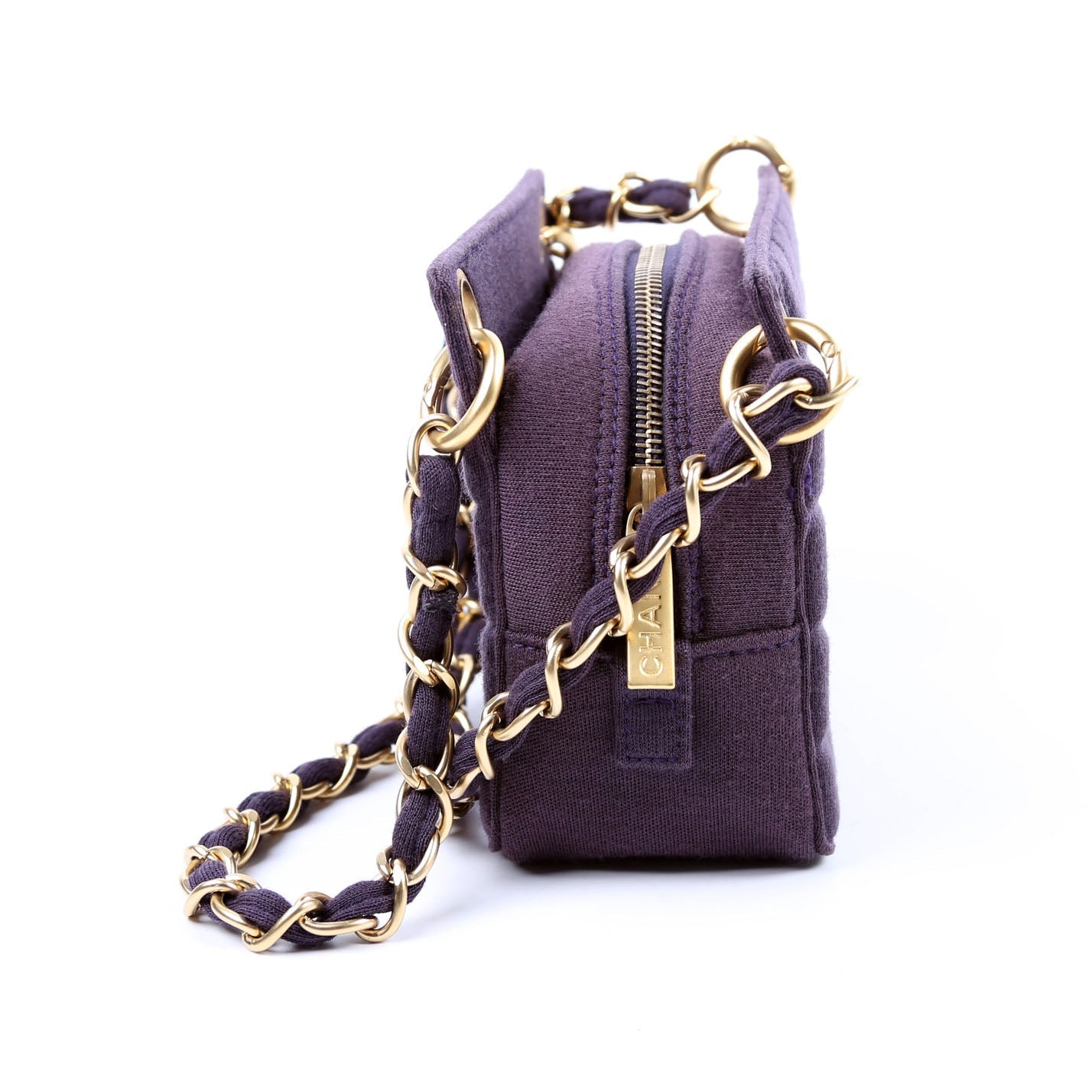 Chocolate Bar Chain Shoulder Quilted Jersey 7M Purple