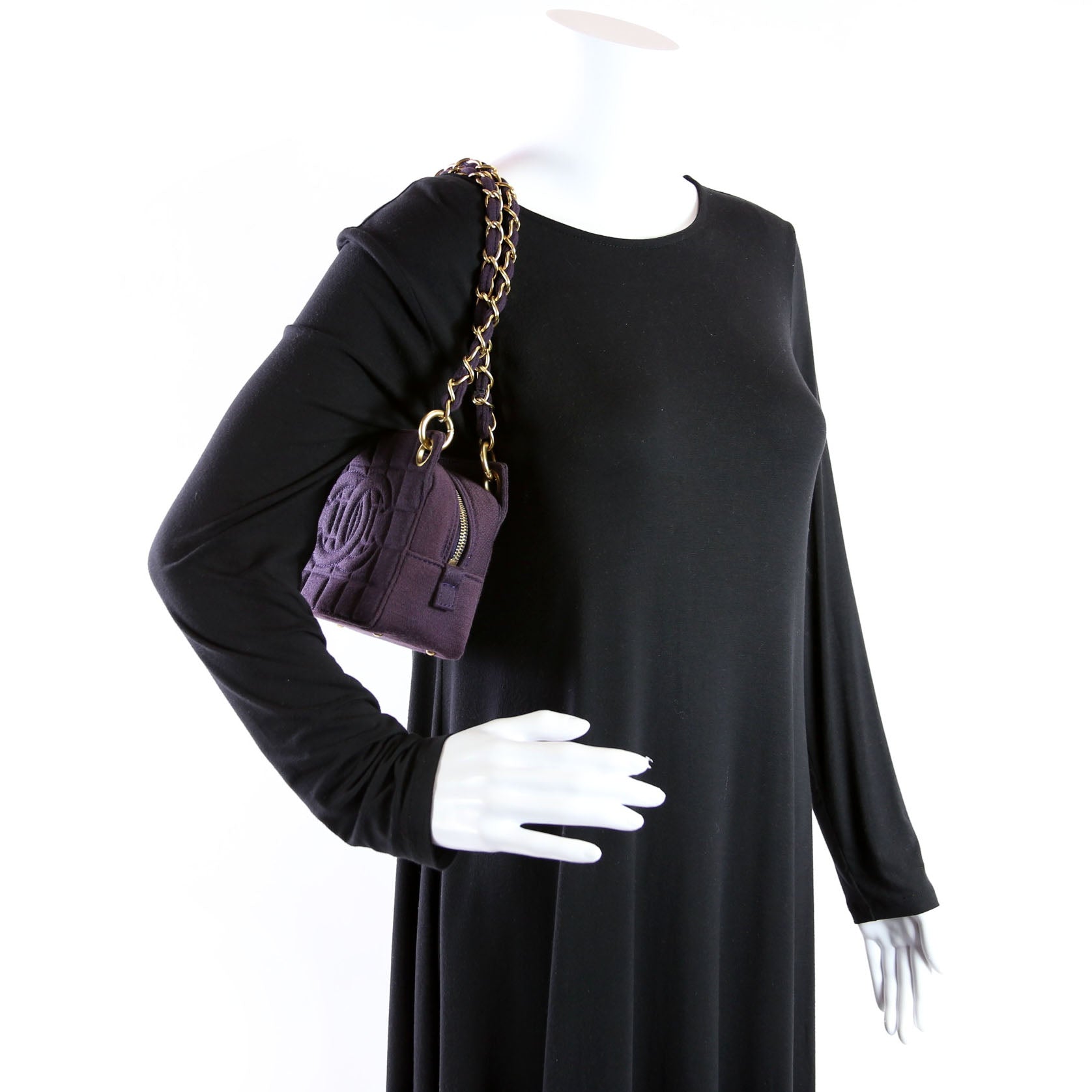 Chocolate Bar Chain Shoulder Quilted Jersey 7M Purple
