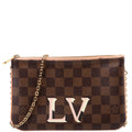 Double Zip Pochette Damier Ebene Pink