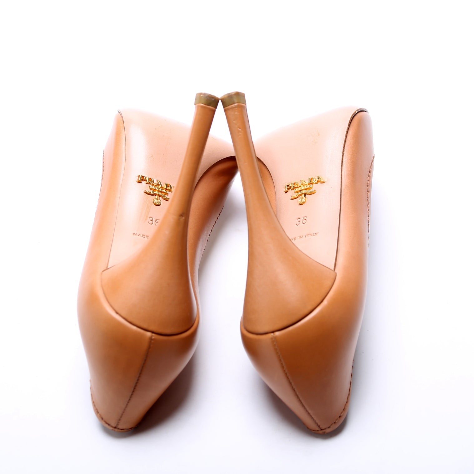 Peep Toe Leather Pumps Size 36 Tan
