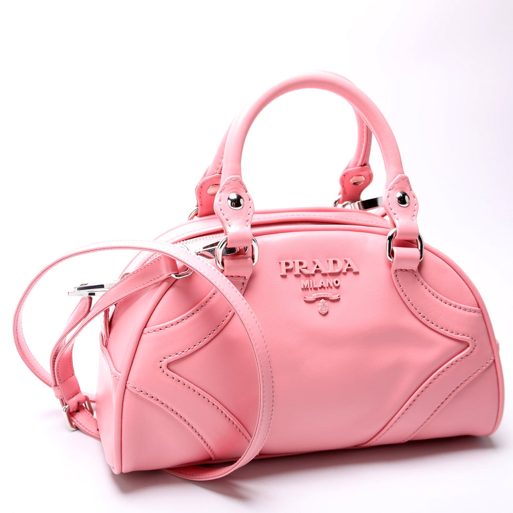 1BB071 Soft Calfskin Monochrome Bowling Bag Pink