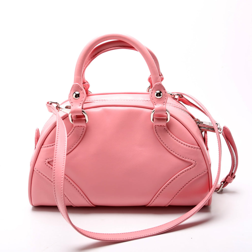 1BB071 Soft Calfskin Monochrome Bowling Bag Pink