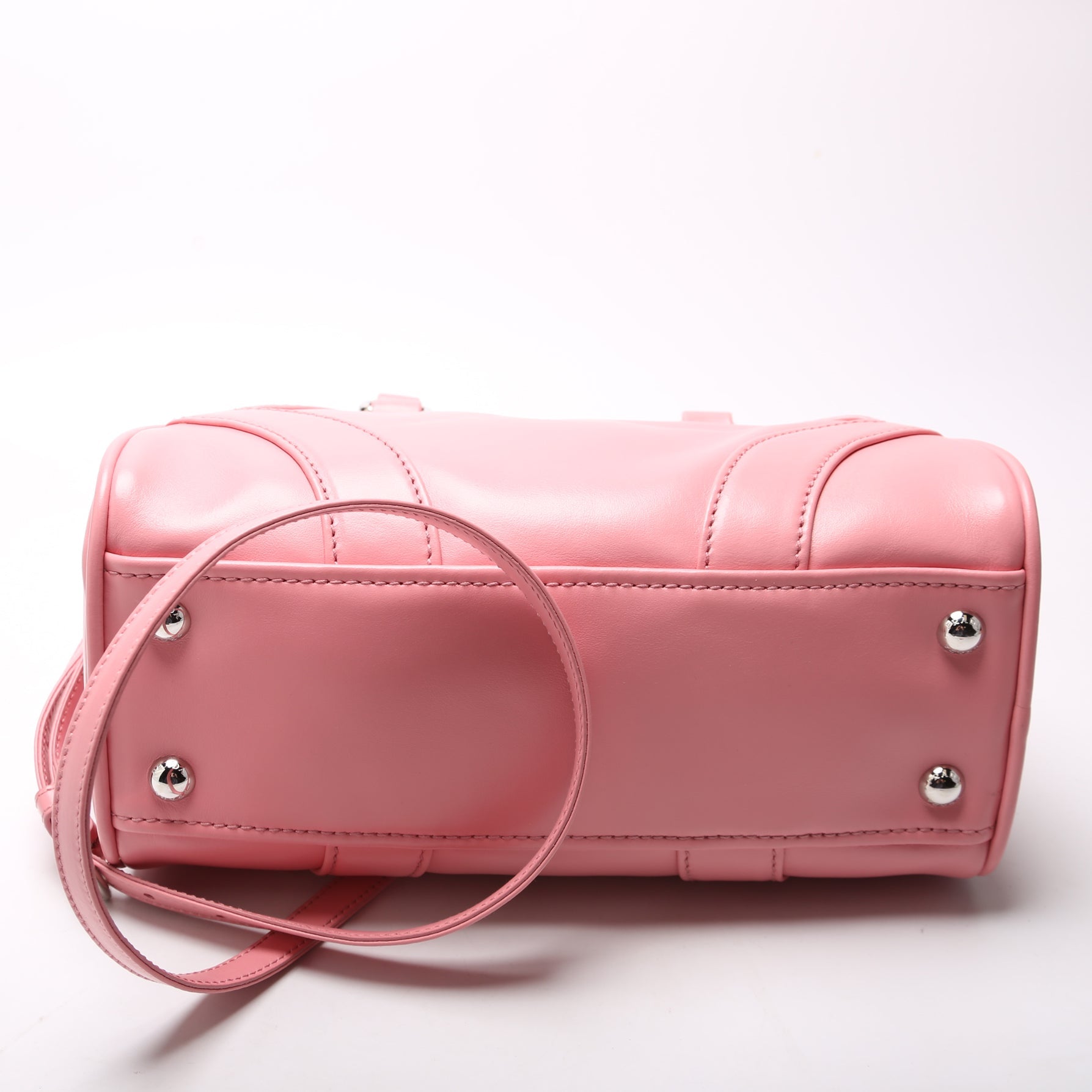 1BB071 Soft Calfskin Monochrome Bowling Bag Pink