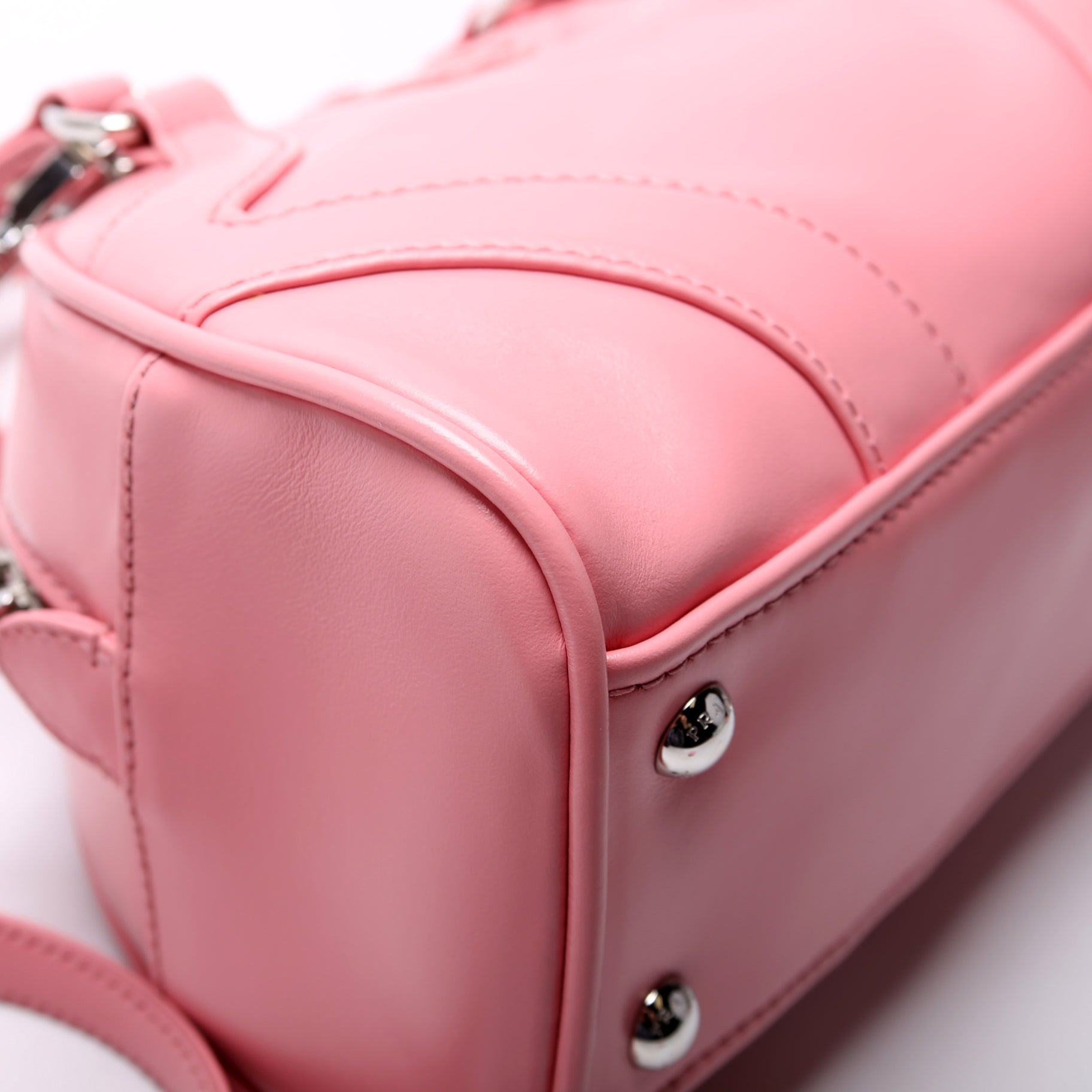 1BB071 Soft Calfskin Monochrome Bowling Bag Pink