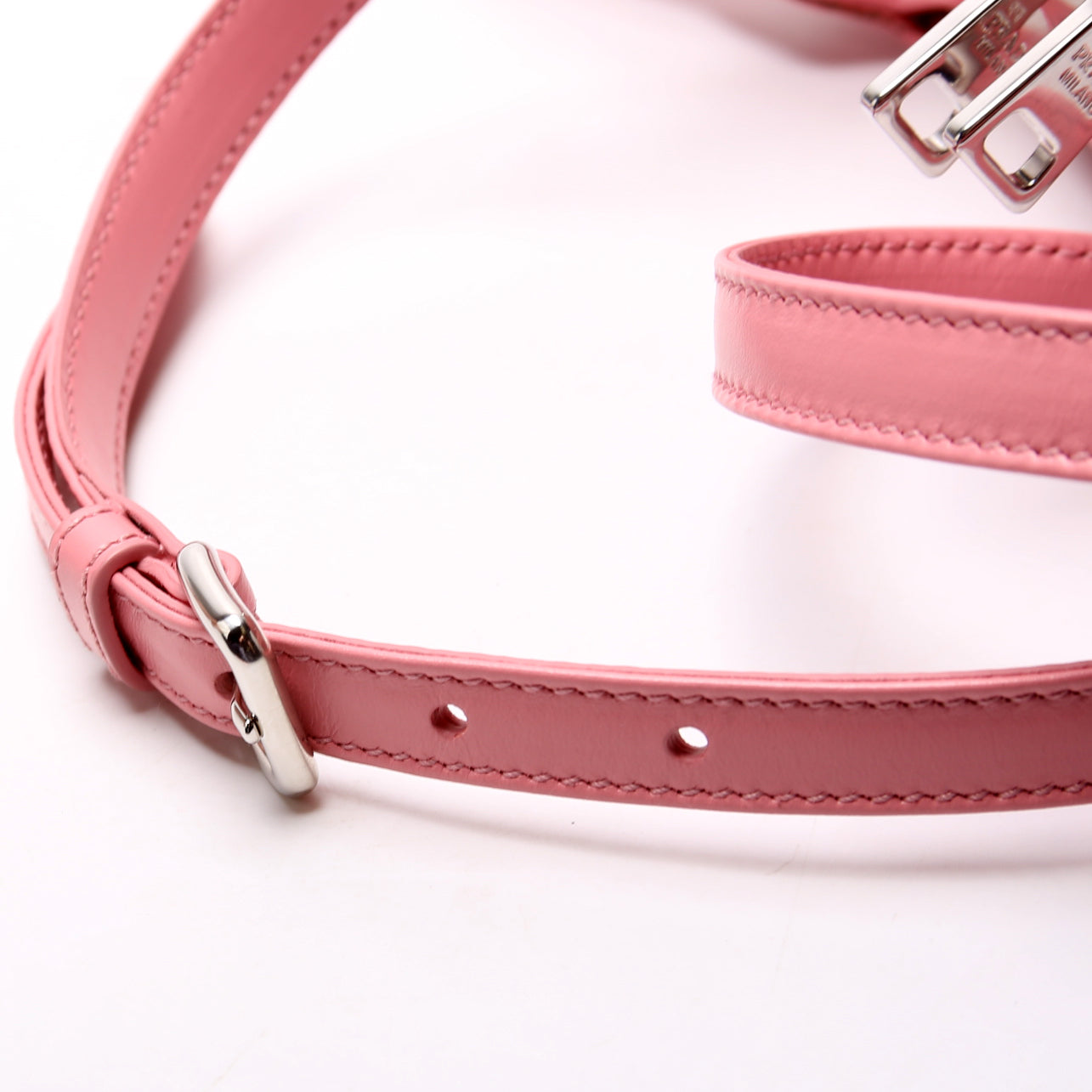 1BB071 Soft Calfskin Monochrome Bowling Bag Pink
