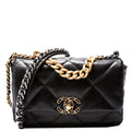 Quilted Goatskin 19 Medium Flap RFID Black
