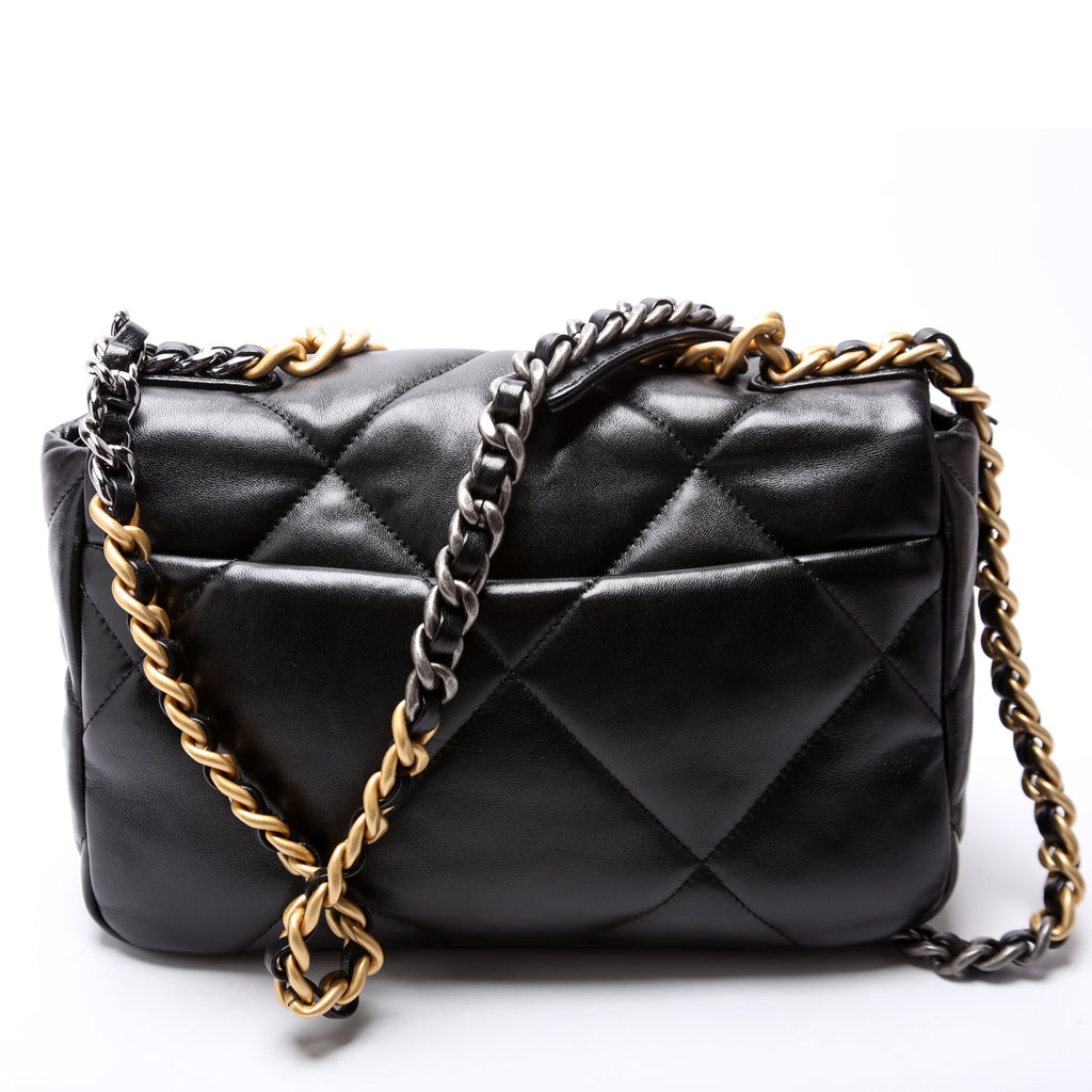 Quilted Goatskin 19 Medium Flap RFID Black