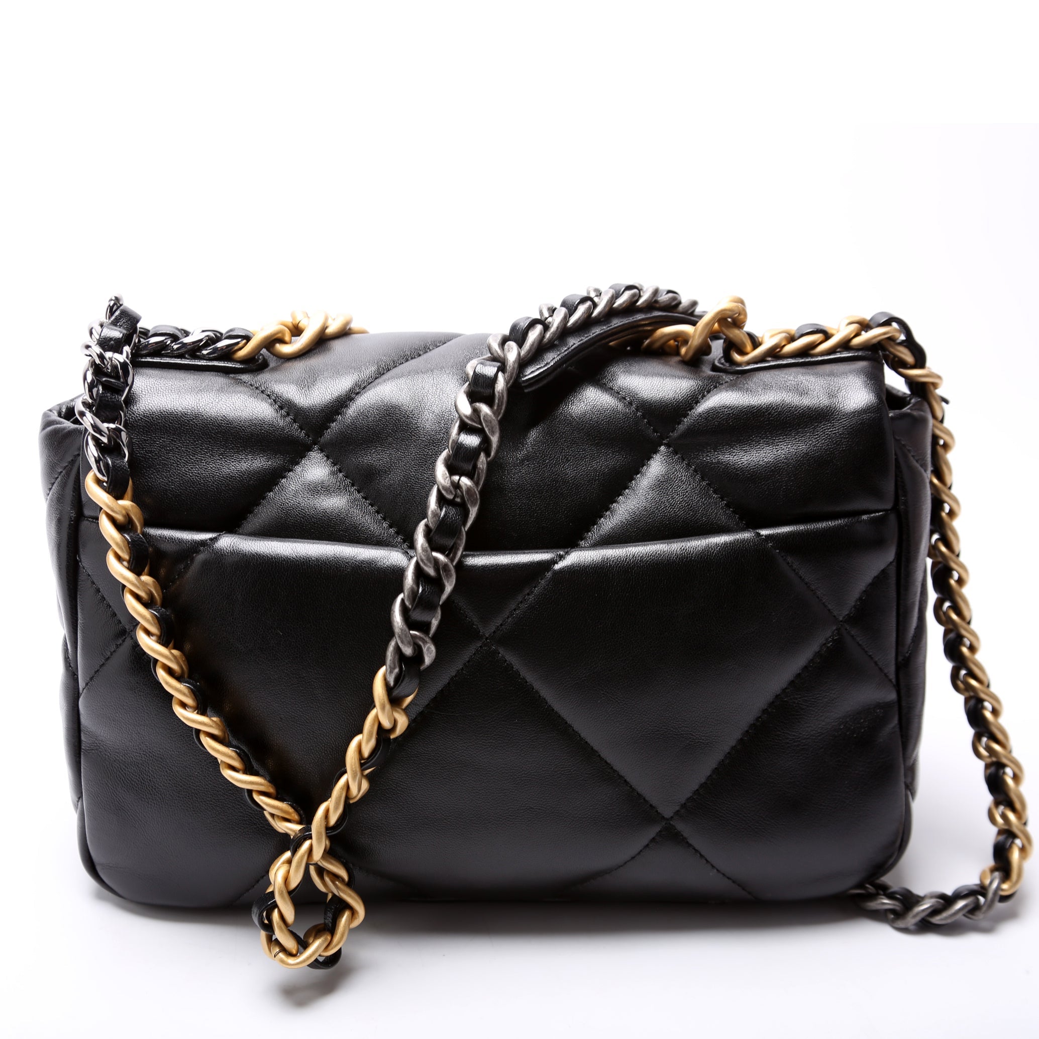 Quilted Goatskin 19 Medium Flap RFID Black