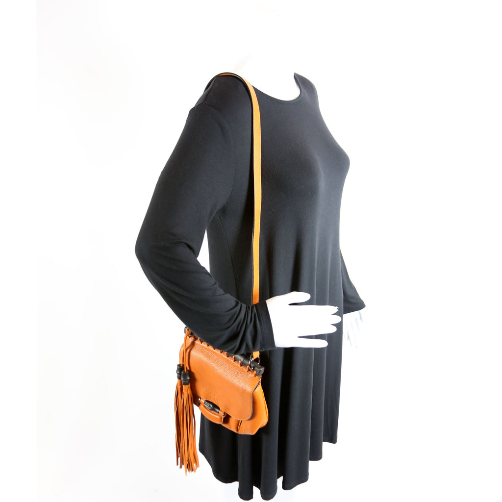 247104 Calfskin Bamboo Nouveau Shoulder Bag Small