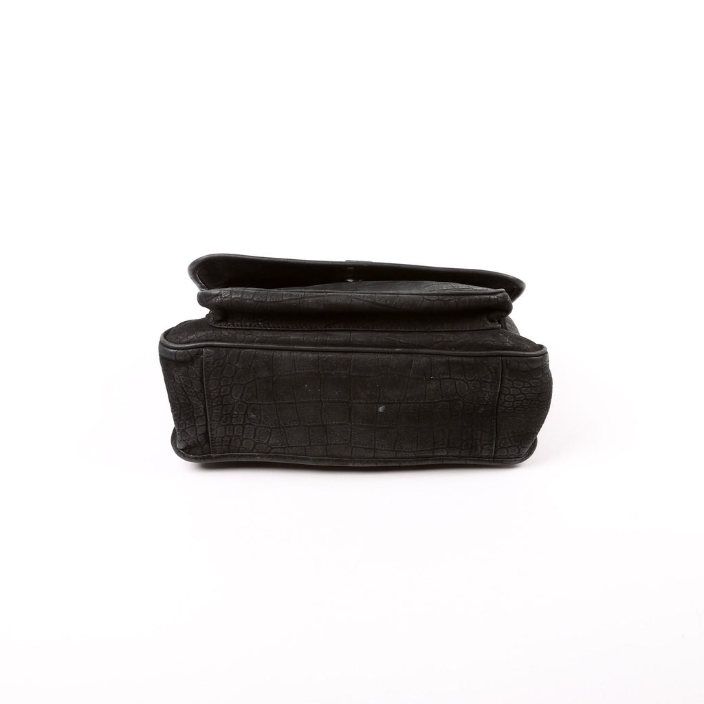 498894 Niki Medium Nubuck Croc Embossed Black