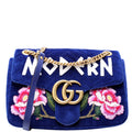 Gucci 443496 Marmont Velvet Modern Medium Blue