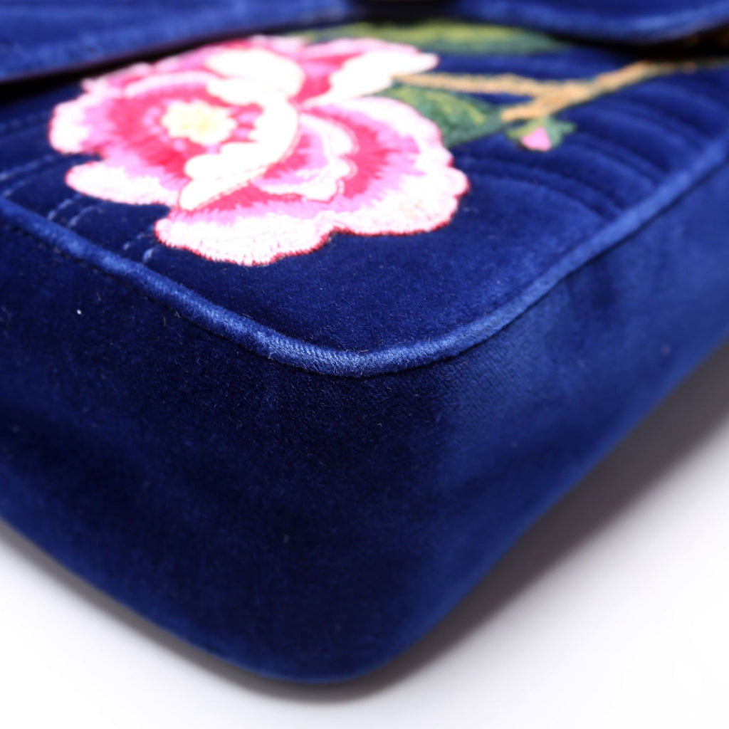 Gucci 443496 Marmont Velvet Modern Medium Blue
