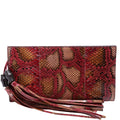 356334 Bamboo Tassel Snakeskin Clutch