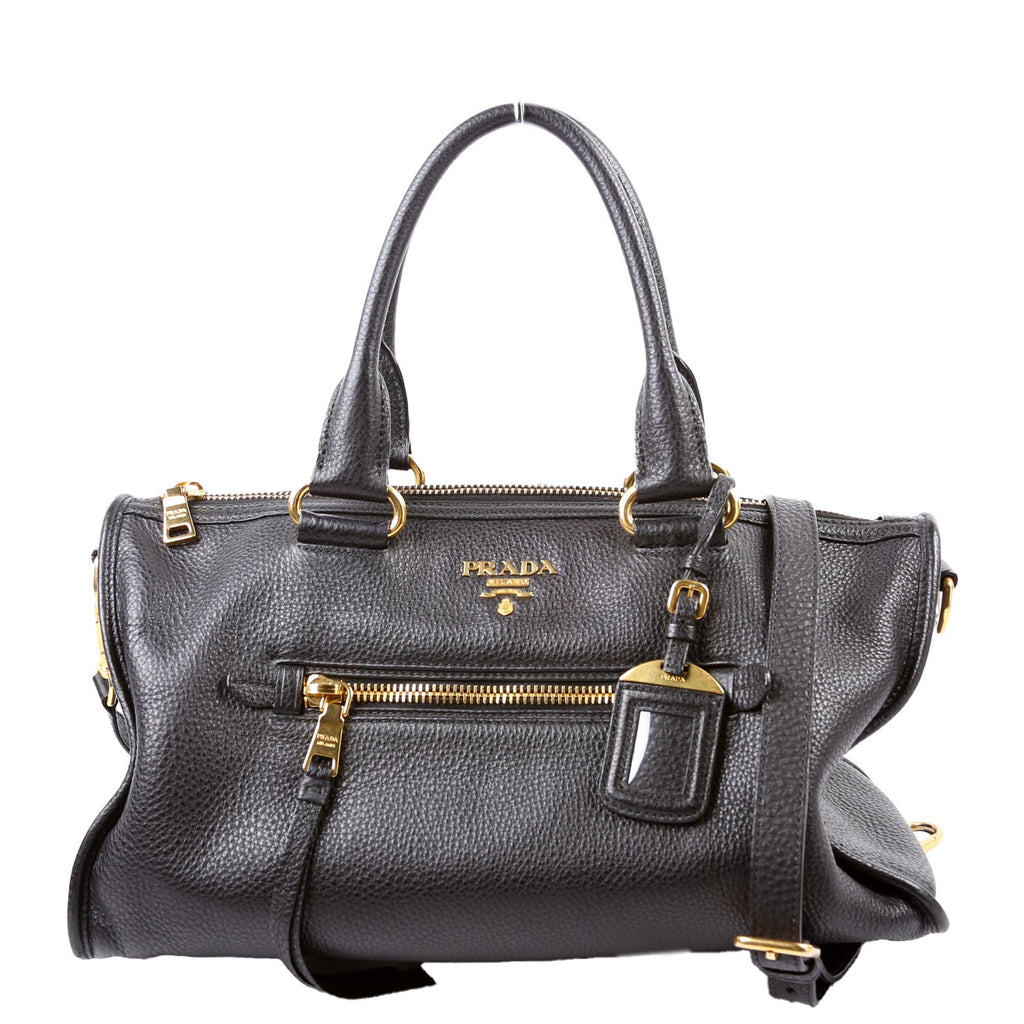 Vitello Daino Zip Shopping Satchel Large Black