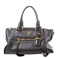 Vitello Daino Zip Shopping Satchel Large Black