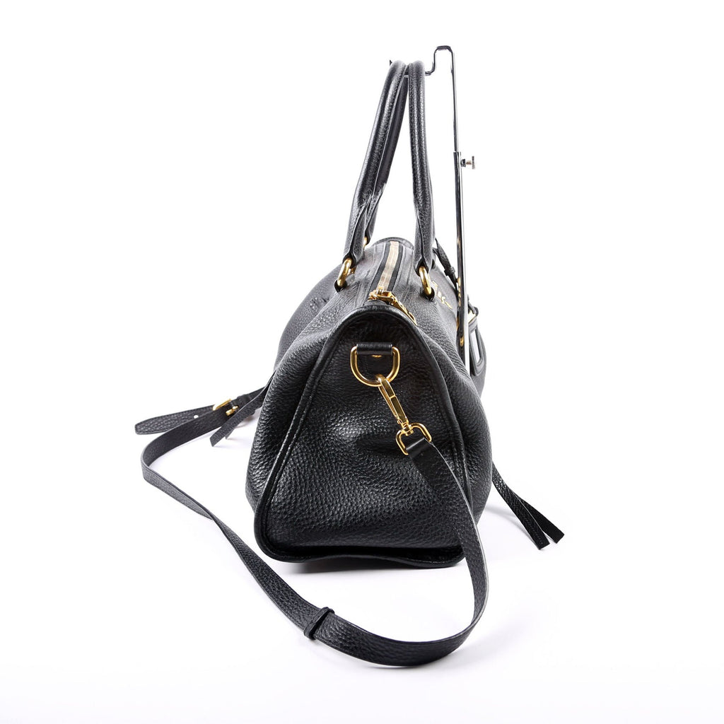 Vitello Daino Zip Shopping Satchel Large Black